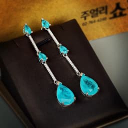 2022 NEW Trend Paraiba Emerald Sapphire Full Diamond Stud Earrings For Women Girl Oval Water Drop Shape Daily Party Gift Jewelry