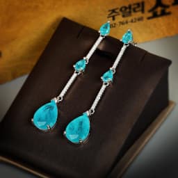 2022 NEW Trend Paraiba Emerald Sapphire Full Diamond Stud Earrings For Women Girl Oval Water Drop Shape Daily Party Gift Jewelry