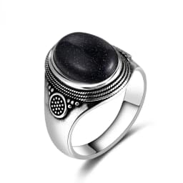 Vintage Natural Labradorite Ring for Women Men 10x14MM Oval Large Tiger Eye S925 Silver Plated Rings Boho Jewelry Gift FCGJHW