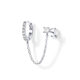 Aide 1pc 925 Sterling Silver Double Hole Chain Tassel Earrings For Women Fresh Green White CZ Zircon Pave Circle Stud Earring