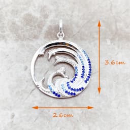 Wave With Blue Stone Pendants New Expressive Jewelry Pure 925 Sterling Silver Accessories Ocean Gift For Women