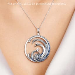 Wave With Blue Stone Pendants New Expressive Jewelry Pure 925 Sterling Silver Accessories Ocean Gift For Women
