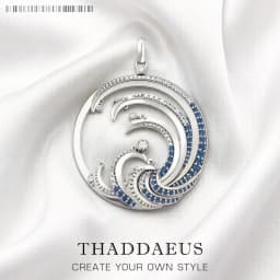 Wave With Blue Stone Pendants New Expressive Jewelry Pure 925 Sterling Silver Accessories Ocean Gift For Women