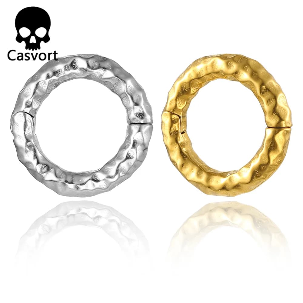 Casvort 2PCS Classic Circle Ear Weights Hangers 316 Stainless Steel Plugs Tunnels Piercing Body Jewelry Gauges