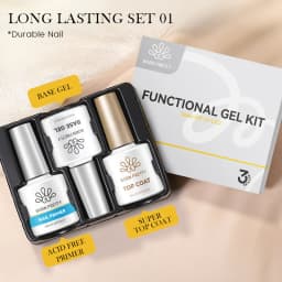 BORN PRETTY 3pcs Functional Gel Kit 10ml Base Gel Super Top Coat Acid-Free Primer for Semi Permanent UV Led Gel Varnish Soak Off