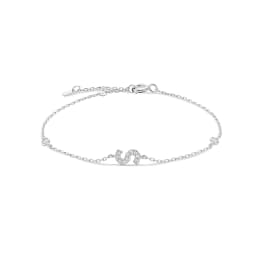 VEWANT 925 Sterling Silver Monogram Letter A - Z Initial Charm Chain Bracelet Luxury Wedding CrystalFine Jewelry