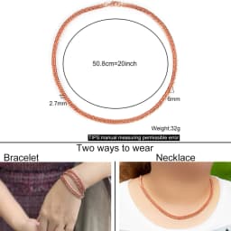 Vinterly Cuban Chain Long Necklace for Men Women Red Copper Adjustable 20/22 Inch Twisted Anti-scratch Jewelry Lobster Clasps
