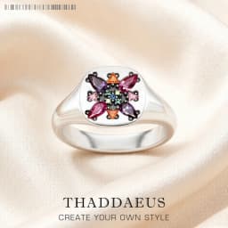 Ring Colourful Stone Flower Europe Style Bohemia Fine Jewelry For Women Summer Brand New Pure 925 Sterling Silver Gift