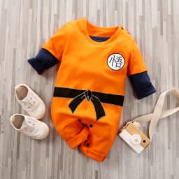 Baby Spring and Autumn Boys and Girls Long sleeved Anime Orange Training Suit Casual All Cotton Bodysuit