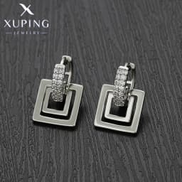 Xuping Jewelry Fashion Hot Selling Square Simple Earrings Stone Platinum Earring for Women Trendy Jewellery Gift X001256365