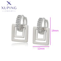 Xuping Jewelry Fashion Hot Selling Square Simple Earrings Stone Platinum Earring for Women Trendy Jewellery Gift X001256365