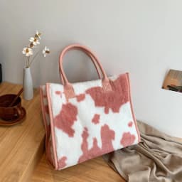 Winter Faux Fur ,Leopard Print Designer Shopper Totes, Fashion Soft Plush Women Shoulder Bags, Large Capacity Handbags and Purse