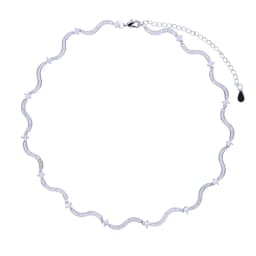 2024 New Arrived High Quality Women Choker Micro Paved 5A Cubic Zirconia CZ Wave Bar Link Chain Necklace