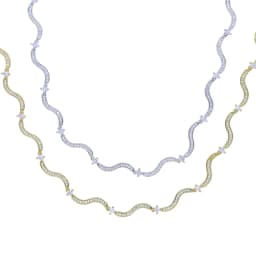 2024 New Arrived High Quality Women Choker Micro Paved 5A Cubic Zirconia CZ Wave Bar Link Chain Necklace