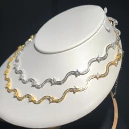 2024 New Arrived High Quality Women Choker Micro Paved 5A Cubic Zirconia CZ Wave Bar Link Chain Necklace