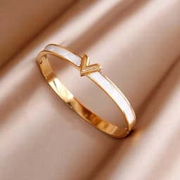 New Sight Classic Stainless Steel Letter V Bangles for Women Fashion Brand Jewelry Crystal Bracelets Party Accessories Gifts