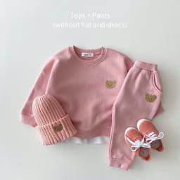 2pc Baby Boys Girls Set Autumn Little Bear Embroidery Tops Coat + Pants Suit Clothes Two-piece Newborn Spring Winter Sets Kids