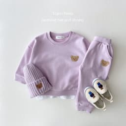 2pc Baby Boys Girls Set Autumn Little Bear Embroidery Tops Coat + Pants Suit Clothes Two-piece Newborn Spring Winter Sets Kids