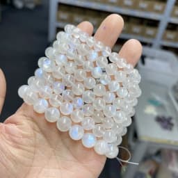 JD Natural Blue Moonstone Round Bead Strand Bracelets Women Men Charm Blue Flash Beads Luxury Energy Elastic Wrist Yoga Jewelry