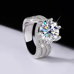925 Sterling Silver 5 Carat Moissanite Eternity Ring Fashion Trend Temperament Design Light Luxury Niche Senior Lady