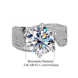 925 Sterling Silver 5 Carat Moissanite Eternity Ring Fashion Trend Temperament Design Light Luxury Niche Senior Lady