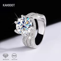 925 Sterling Silver 5 Carat Moissanite Eternity Ring Fashion Trend Temperament Design Light Luxury Niche Senior Lady