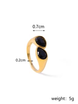 CARLIDANA Luxury Titanium Steel Zirconia Open Rings for Women 14K Gold Plated Stainless Steel Water Drop Zircon Ring Jewelry