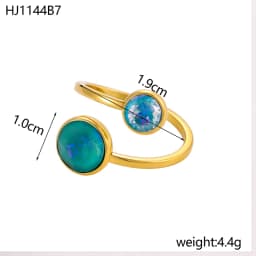 CARLIDANA Luxury Titanium Steel Zirconia Open Rings for Women 14K Gold Plated Stainless Steel Water Drop Zircon Ring Jewelry