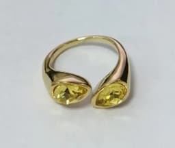 CARLIDANA Luxury Titanium Steel Zirconia Open Rings for Women 14K Gold Plated Stainless Steel Water Drop Zircon Ring Jewelry