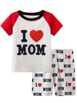 2pcs Toddler Girls Cotton Pajamas Outfit Cartoon Unicorn Graphic Crew Neck T-Shirt Top & Elastic Waist Shorts Sleepwear
