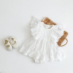 MILANCEL Summer Solid Mesh Newborn Baby Girl Bodysuit Dress Ruffle Baby One Piece Toddler Birthday Clothing princess Jumpsuit