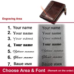 Genuine Leather Short Men RFID Wallets Name Engraving Leather Card Holder Brand Men Retro Coin Pocket Zipper Male Wallet