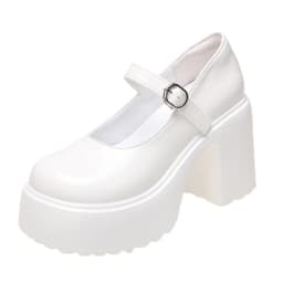 Black Super High Heels Mary Jane Shoes Women 2026 Goth Chunky Platform Pumps Woman Plus Size Ankle Buckle Party Lolita Shoes 42