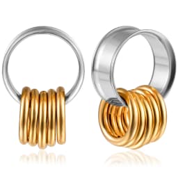 Doearko 2PCS New 316 Stainless Steel Fashion Ear Plugs Tunnels Matching Nose Rings Stretcher Studs Body Piercing Jewelry