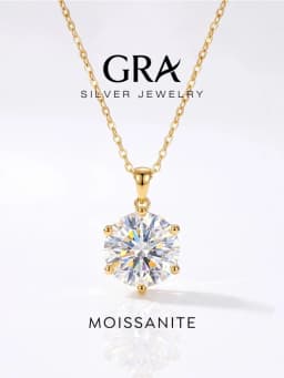GRA 1-3CT Classic Round Certified Moissanite Diamond Dating Wedding Necklace For Women Real 925 Sterling Silver Luxury Jewelry