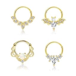 4PCS 16G Septum Clicker Rings, Stainless Steel Hinged Nose Rings Hoop CZ Cartilage Helix Daith Tragus Earring Piercing Jewelry