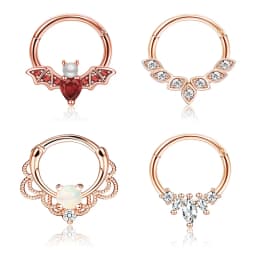 4PCS 16G Septum Clicker Rings, Stainless Steel Hinged Nose Rings Hoop CZ Cartilage Helix Daith Tragus Earring Piercing Jewelry