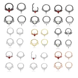 4PCS 16G Septum Clicker Rings, Stainless Steel Hinged Nose Rings Hoop CZ Cartilage Helix Daith Tragus Earring Piercing Jewelry
