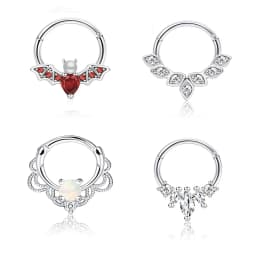 4PCS 16G Septum Clicker Rings, Stainless Steel Hinged Nose Rings Hoop CZ Cartilage Helix Daith Tragus Earring Piercing Jewelry