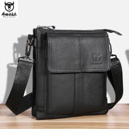 BULLCAPTAIN Men's Genuine Leather Crossbody Bag Large Capacity Multifunctional Top Layer Cowhide Shoulder Bag Fashion Man Bag