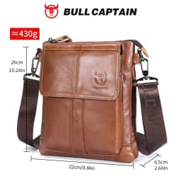 BULLCAPTAIN Men's Genuine Leather Crossbody Bag Large Capacity Multifunctional Top Layer Cowhide Shoulder Bag Fashion Man Bag