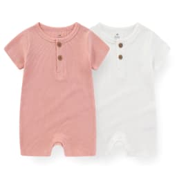 Kiddiezoom 1 PCS Fashion Four Seasons Unisex Solid Short Sleeve Baby Boy Girl Rompers 100%Cotton Soft Newborn Jumpsuit Clothes