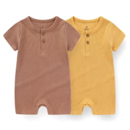 Kiddiezoom 1 PCS Fashion Four Seasons Unisex Solid Short Sleeve Baby Boy Girl Rompers 100%Cotton Soft Newborn Jumpsuit Clothes