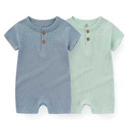 Kiddiezoom 1 PCS Fashion Four Seasons Unisex Solid Short Sleeve Baby Boy Girl Rompers 100%Cotton Soft Newborn Jumpsuit Clothes