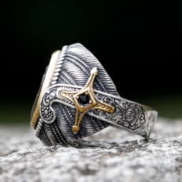 2023 New Unique Design 316L Stainless Steel Turkey Ring Turkish Signet Ring Zircon Stone Ethnic Style Jewelry free shipping