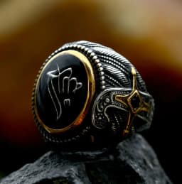2023 New Unique Design 316L Stainless Steel Turkey Ring Turkish Signet Ring Zircon Stone Ethnic Style Jewelry free shipping
