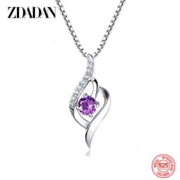 ZDADAN 925 Silver Blue Crystal Necklace Chain For Women Wedding Jewelry