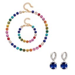 2023 New 8MM Crystal Bracelets Necklace Earrings Sets For Women Claw Seting Bracelets Choker for Party