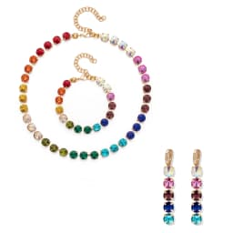 2023 New 8MM Crystal Bracelets Necklace Earrings Sets For Women Claw Seting Bracelets Choker for Party