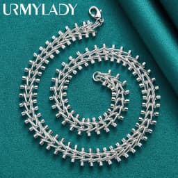 URMYLADY 925 Sterling Silver Double Row Bead Necklace For Women Wedding Party Gifts Fashion Jewelry